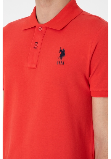 U.S. Polo Assn. Erkek Slim Fit Polo Yaka Kırmızı Basic Tişört 50305929-VR213