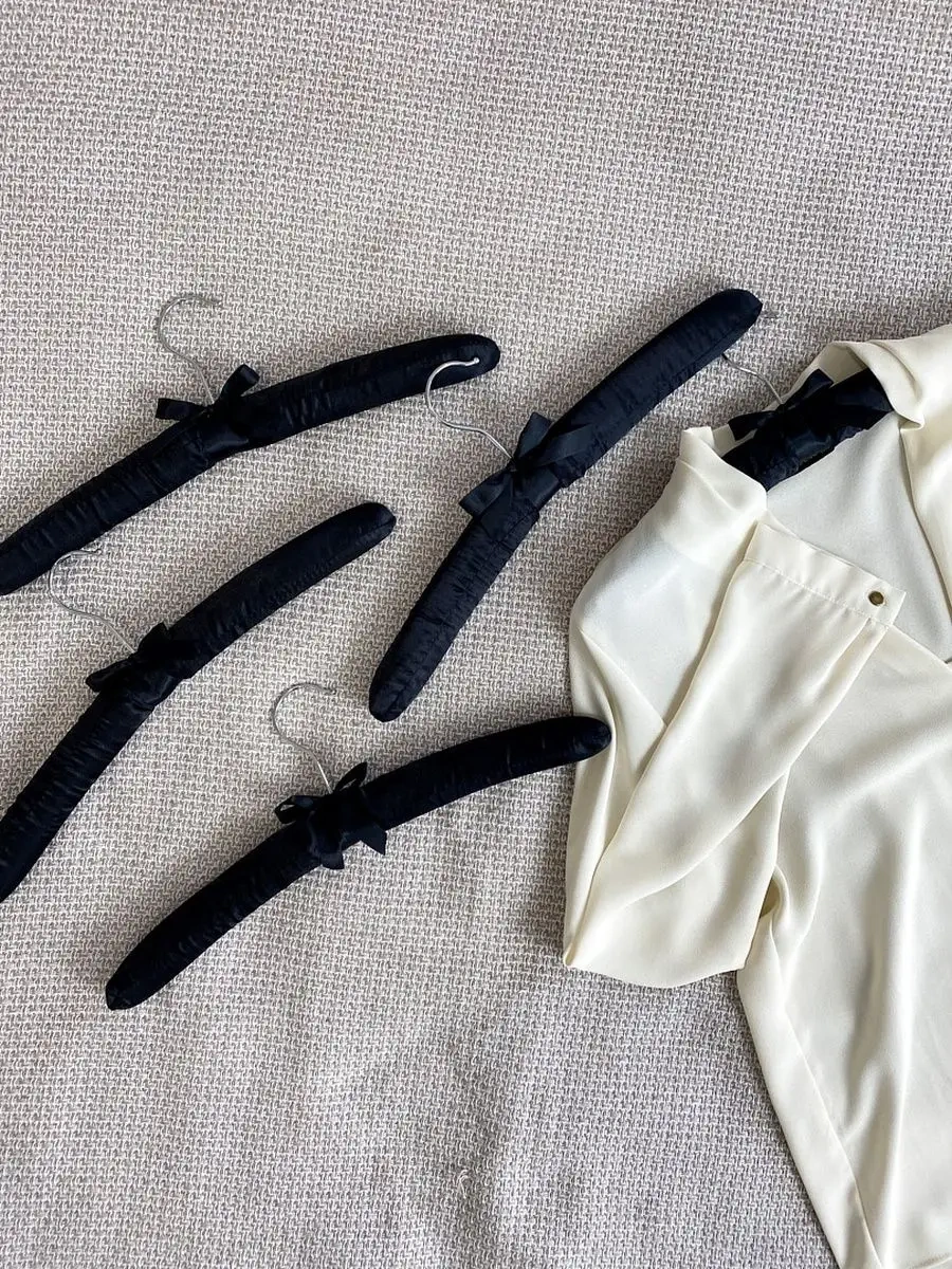 Homy Mood Yumuşak Saten Askılı Giysi Askıları 5'li Set 43109274 Siyah