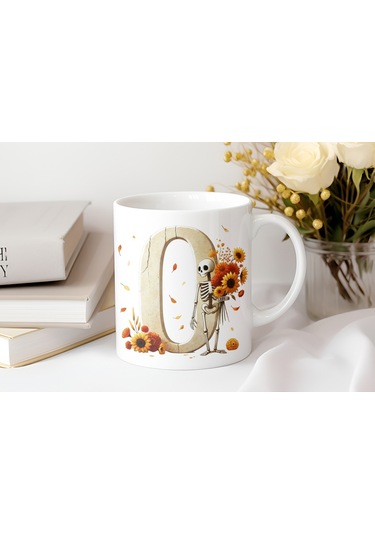 O Harfi Pembe Kareli Kalpli Göz Emojili Kupa Bardak Eğlenceli Kareli Tasarım Kahve Çay Kupası Beyaz