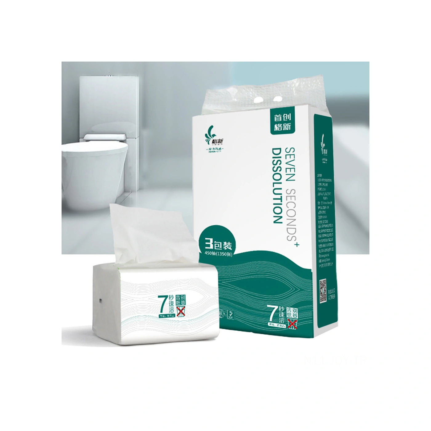 Youmex 3 Paket 3 Katlı Hızlı Çözünür Seyahat Peçeti - 150 Yaprak/paket, Yıkama Odası Uygun, Tıkanmaz, Cilt Dost, Sucuklu, Dayanıklı Beyaz