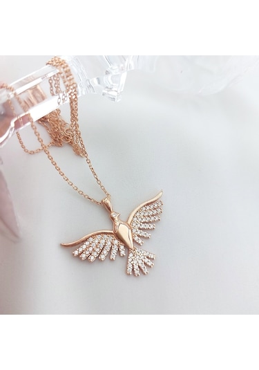 Vaoov 925 Ayar Gümüş Zümrüdü Anka Kuşu Kolye