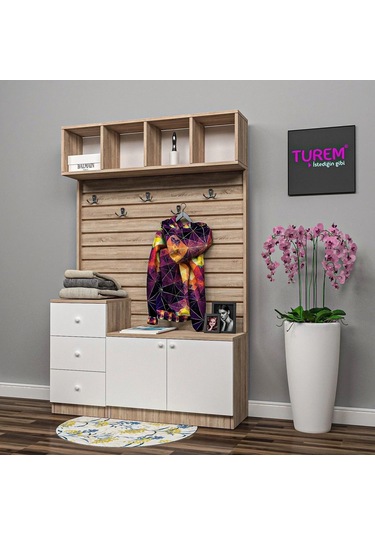 Peony Özel Ölçü Portmanto Mdf Beyaz