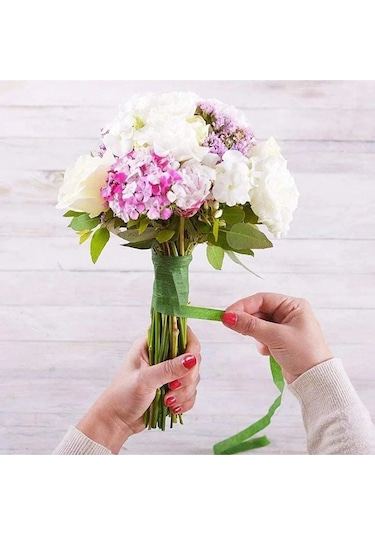 Yapışkanlı Çiçek Bandı - Açık Yeşil - 1cmx35 Metre - Çiçek Teli S