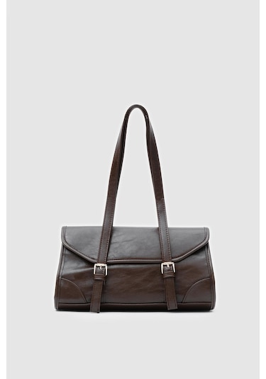 Shule Bags Calvino Vintage Baget Çanta Acı Kahve Acı Kahve