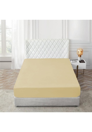 Fitted Lastikli Kumaş Çarşaf Yastık Kılıflı Yatak Çarşafı Tek Ki 001 Hardal 100 X 230