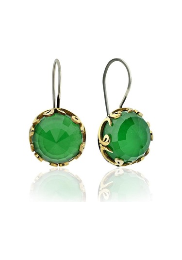 Zümrüt Taşlı Vav Harfi Motifli Otantik Gümüş Kadın Set