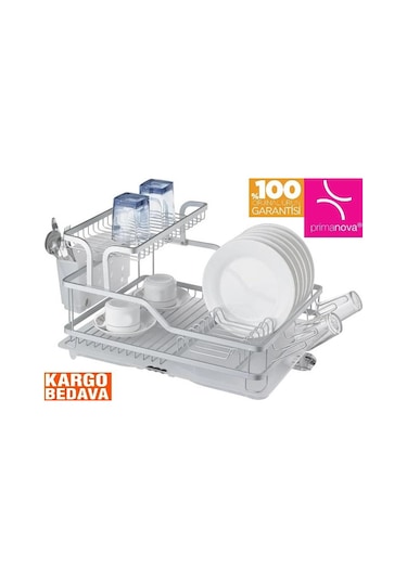 Primanova Bianka Çift Katlı Alüminyum Bulaşıklık Sepeti D-14657