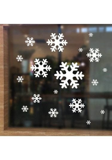 Kangvka 18 Adet Beyaz Köpük Kar Taneleri - Noel Dekorasyonu Paketi 30x30cm'den 5.5x5.5cm'ye Beyaz