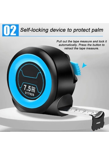 7.5 M 25 Mm-çelik Mezura 3 5 7.5 10 Metre Kalınlaşmış Kendinden Kilitlemeli Kauçuk Alet Cetvel Yapı Araçları Ölçme Önlemleri