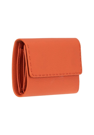 Bloominbag Arc Wallet Terracotta Pebble Hakiki Deri Kartlıklı Manyetik Cüzdan Turuncu