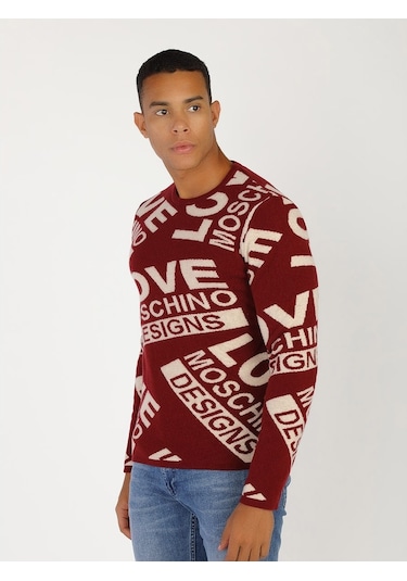 Moschino Moschıno Erkek Kazak / M.Lov.2019.6494 Vişne -Beyaz Bordo