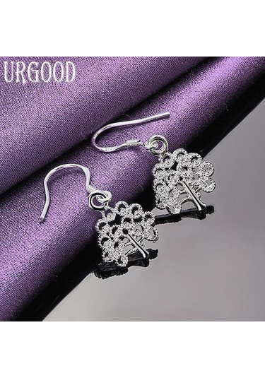 925 Ayar Gümüş Ağaç Damla Küpe Moda Takı