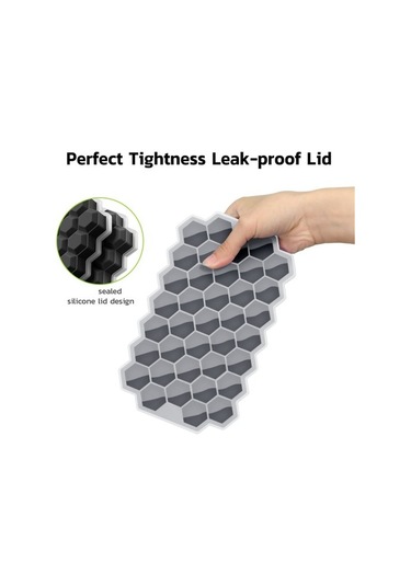 Metabagua Ice-cube Tray For Freezer With Lid, Silicone Trays Spill-resistant Removable Cover, Black 9nklgx Siyah