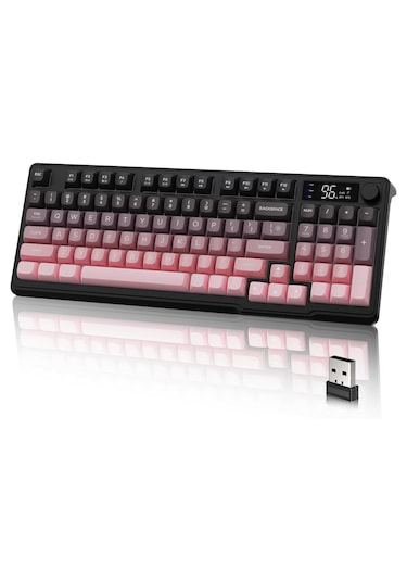 M96 Ofis Klavye Bluetooth/2.4g Kablosuz Oyuncu Klavye Işıklı Usb Type-c Kablolu Şarjlı