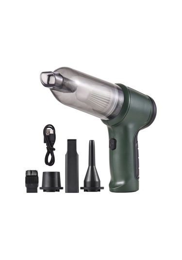 Youmex Yeşil Usb Şarjlı Ev/araç El Fırçası Süpürgesi - 3'ü 1 Arada Hava Pompa Ve Blower Fonksiyonu, 9000pa Emme Gücü, İçinli Lityum Pil