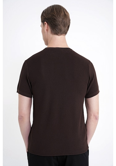 Efor Comfort Fit Rayon Karışımlı Kahverengi Bisiklet Yaka Tişört Ts 925
