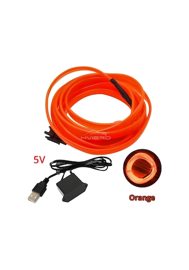 Sıcak Satış 1/2/3/5m Araba Iç Aydınlatma Led Kapı Şeritleri Dekorasyon Çelenk Teli Orange-usb 5m 1 Piece Set