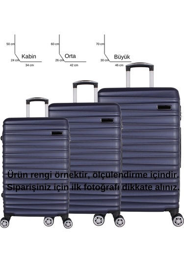 Bagacar Md Gri Abs Tekerlekli Valiz Seti