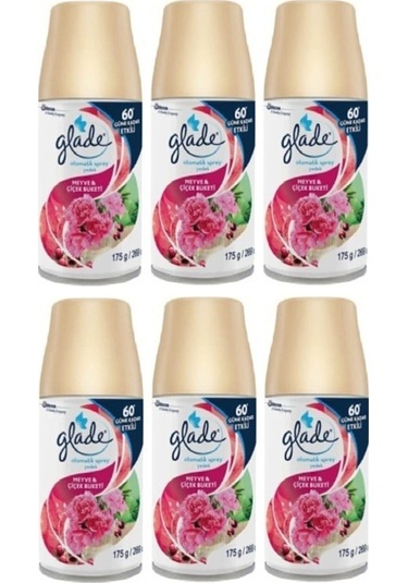 Glade Otomatik Sprey Oda Parfümü Bahar Kokuları Meyve ve Çiçek Buketi 6 x 269 ML