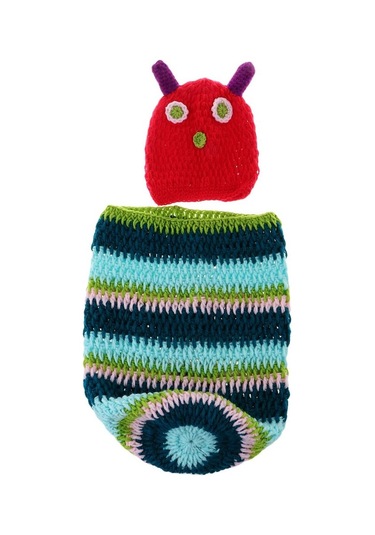 Suntek Yenidoğan Örme Tığ Kostüm + Şapka Çok Renkli