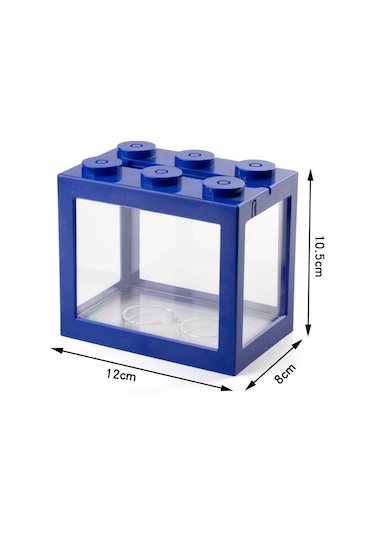 Vkemall Mavi Plastik Mini Akvaryum - 12x8x10.5cm Kreatif Balık Yetiştirme Kutusu