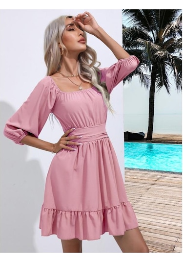 Açık Yeşil Yaz Kadın Elbise Fırfırlı Kare Yaka Düz Renk Elbise Tatlı Ve Taze Kravat Kısa Elbise Xl Açık Yeşil Açık Yeşil Yaz Kadın Elbise Fırfırlı Kare Yaka Düz Renk Elbise Tatlı Ve Taze Kravat Kısa Elbise Xl Açık Yeşil