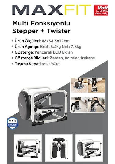 Voit Maxfit Multi Fonksiyonlu Stepper, Lcd Ekranlı ,90kg