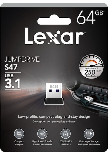 Lexar 64 GB JumpDrive S47 USB 3.1 Flash Bellek LJDS47-64GABBK