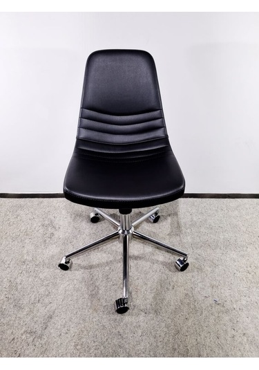Bintaşmobilya Siyah Deri Rahat Ofis Personel Çalışma Sandalyesi