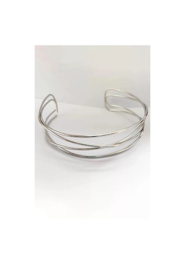 Caş Dekorasyon Gümüş Renk Metal Choker Kolye Gümüş