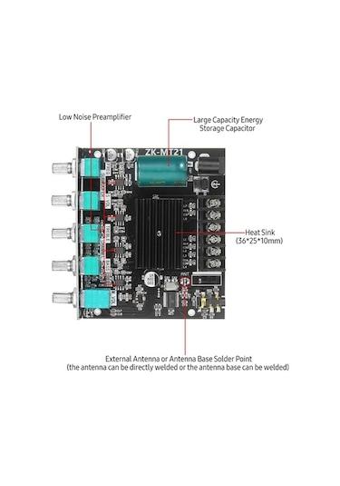 Didadodo Springsun Zk-mt21 2.1 Kanal Bluetooth Güçlendirici Modülü - 50w+100w, Dıy Ses Sistemi, Yüksek/bas Ayarlı, Yeni Ses Teknolojisi