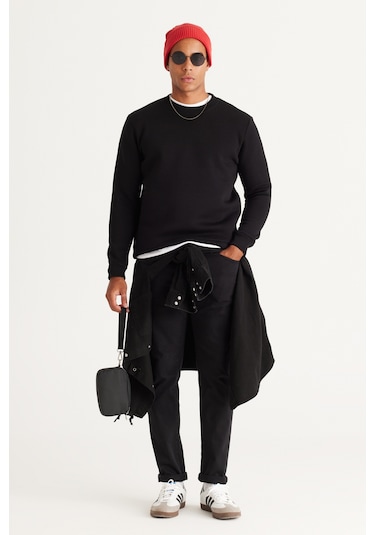 AC&Co / Altınyıldız Classics Standart Fit Normal Kesim İçi Polarlı Bisiklet Yaka Erkek Sweatshirt Siyah AC&Co / Altınyıldız Classics Standart Fit Normal Kesim İçi Polarlı Bisiklet Yaka Erkek Sweatshirt Siyah
