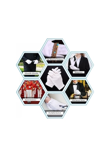 Unisex Siyah Bando Garson Pandomim Gösteri Merasim Tören Eldiveni Siyah