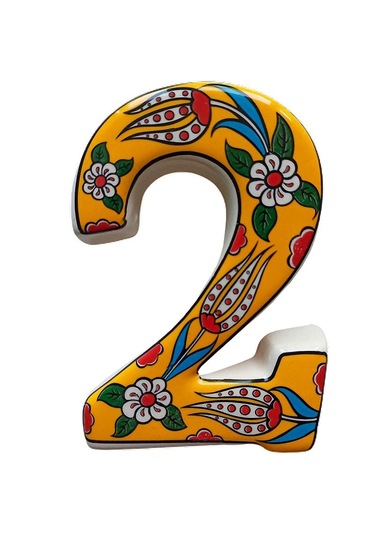 Seramik Kapı Adres Numaraları (0-9) Sarı Lale Desen