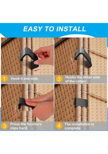 Lebihmurah 4577 Açık Veranda Hasır Mobilya Klipsleri, Parçalı Rattan Kanepe Mobilya Klipleri, Sandalye Klipleri, Bahçe Mobilya Bağlantı Elemanları