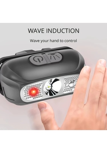 Brightnova Siyah Powerful Headlamp Led Sensörlü Güçlü Işık Mini Usb Şarjlı El Feneri Kamp Aydınlatma Altın