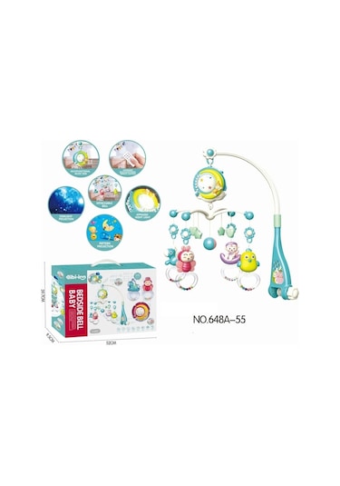 Bıb-648a-55 -vardem Işıklı Müzikli Kumandalı Mavi Bebek Dönencesi