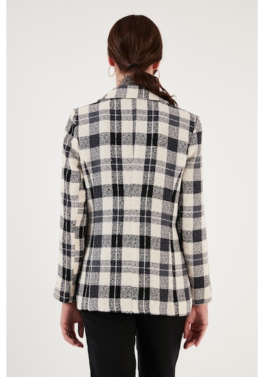 Lela Regular Fit Kruvaze Yaka Tüvit Blazer Bayan Ceket 611Ce0310 Siyah