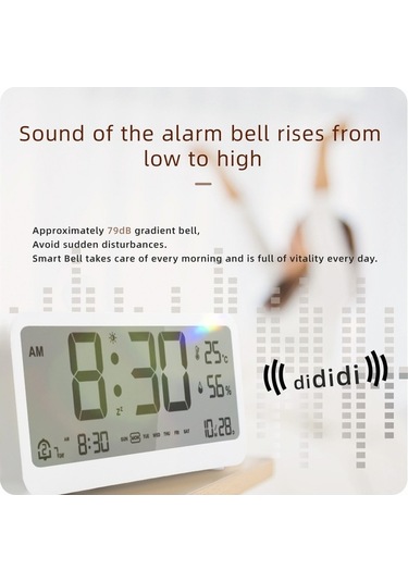 Ulzyvf Çift Alarmlı Led Dijital Saat - Sıcaklık/nem Göstergeli, Parlaklık Ayarlı, 12/24h Format, Şekerleme Fonksiyonlu, Küçük Boyutlu