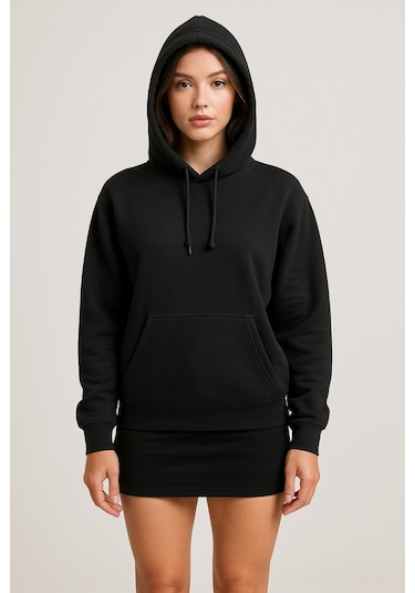 Hmo Store Unisex Dark Hoodie Sırtı Baskılı Özel Model Siyah
