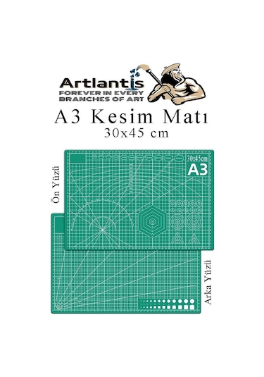 Kesim Matı A3 Kretuar Seti Ve Çelik Cevel 30 Cm 1 Adet 30x45 Cm Çift Taraflı Çizim Matı Kesme Madı Kesim Tablası Kesim Altlığı