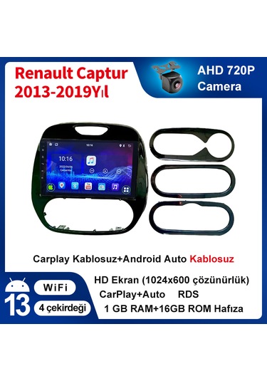Renault Captur 2013-2019yıl 1gb Ram 16gb Multimedya Carplay