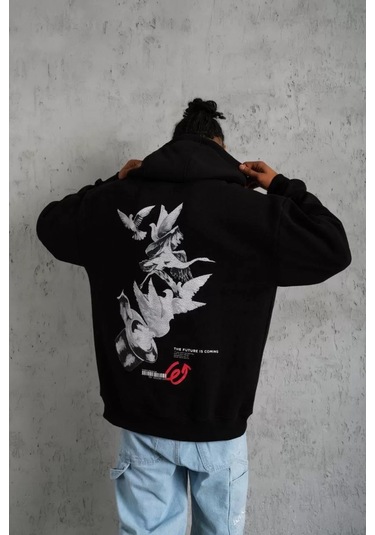 Unisex 2ip Şardonlu Bunny Baskılı Kahverengi Oversize Sweatshirt Kahverengibunny