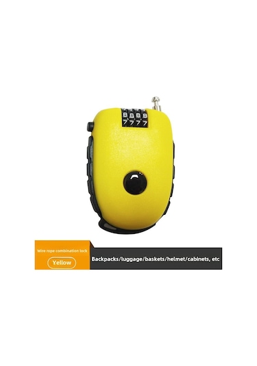 Yuntech01 Motorsiklet Kask Kilit Elektrikli Bisiklet Güvenlik Kilitleri 4 Basamaklı Şifreli Genişleyen Çelik Tel Antifantezi C32 Sarı