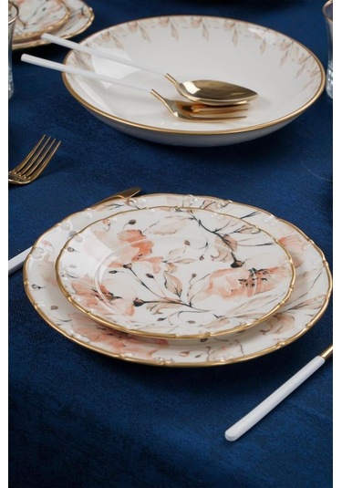 Acar Mari Gold 6 Kişilik 29 Parça Porselen Yemek Takımı Altın