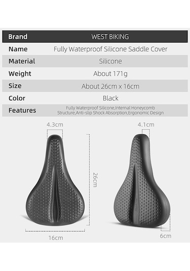 Ebitda West Bıkıng Yp0801206 Tamamen Su Geçirmez Silikon Bisiklet Selesi Şok Emme Koltuk Minderi Siyah Ergonomik Ve Rahat Siyah