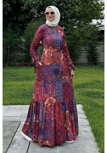 Rabia Şamlı Nehir Elbise Kırmızı Normal