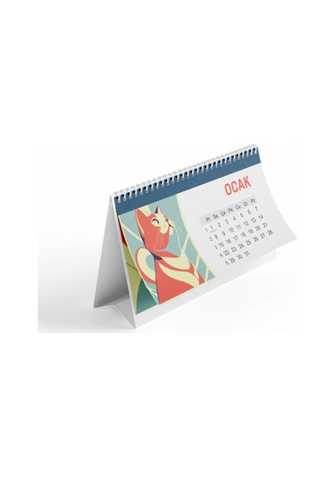 Kedi Temalı Poster Masaüstü Takvimi-2216