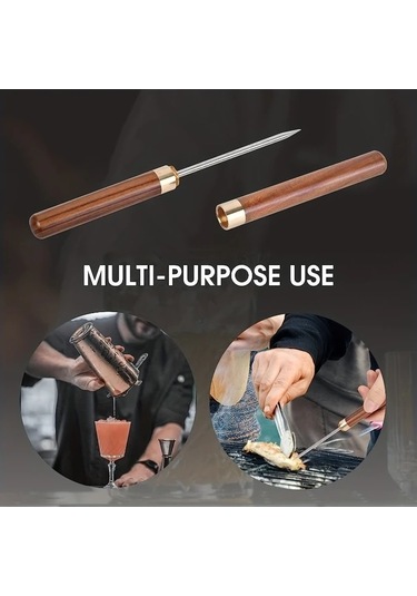 Willowhaven Ahşap Saplı Paslanmaz Çelik Buz Kıracağı Siyah Dayanıklı Ve Güvenli Mutfak Bar Aksesuarı