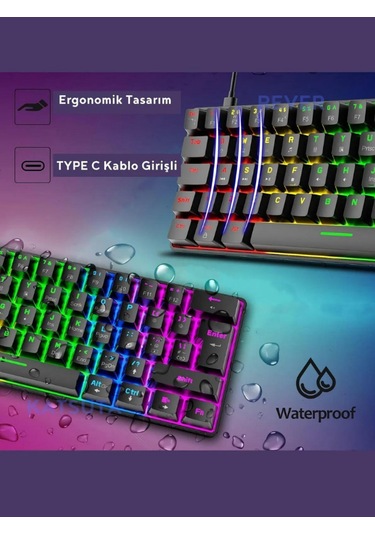 Atasoft T60 RGB Kırmızı Switch Mekanik Kablolu Q Oyuncu Klavye